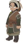  1boy armor black_hair closed_mouth full_body hat_feather highres hip_armor jochi_(tenmaku_no_jaadugar) lamellar_armor light_smile looking_at_viewer male_focus mongolian_clothes official_art pauldrons shoulder_armor simple_background single_pauldron solo standing tenmaku_no_jaadugar transparent_background 