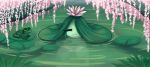  2017 big_breasts breasts detailed_background digital_media_(artwork) elemental_creature eyes_closed female flora_fauna flower hi_res latiar lily_pad lotus_(disambiguation) mei_(laranthrod) nipples nude outside partially_submerged plant smile solo tree water 