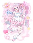  1girl :d apron belt blue_belt blue_eyes blue_hair bow bow_apron braid braided_base commentary_request ebi_nana fishnet_pantyhose fishnets floating_hair frilled_skirt frills full_body gradient_hair hair_ornament heart heart_o-ring heart_wand highres holding holding_wand jacket jersey_maid leg_warmers long_hair long_sleeves maid maid_headdress multicolored_hair nijisanji o-ring o-ring_thigh_strap open_mouth pantyhose pink_bow pink_hair pink_jacket pink_shoes pink_skirt purin_lala_mode shiputan shoes short_bangs single_leg_pantyhose skirt sleeve_belt smile solo thigh_strap twintails twintails_with_braided_base two-tone_hair unconventional_maid virtual_youtuber wand white_apron white_leg_warmers wing_hair_ornament x_hair_ornament 