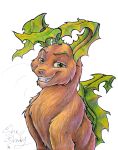 alpha_channel eeveelution fan_character feral generation_4_pokemon hi_res leaf leaf_hair leafeon male nintendo plant plant_hair pokemon pokemon_(species) pseudo_hair shiashnaky simple_background solo traditional_media_(artwork) transparent_background