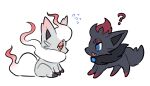  ? blue_eyes blue_gem chest_jewel fang flying_sweatdrops from_side gem half-closed_eyes hisuian_zorua open_mouth pkm_jmt pokemon pokemon_(creature) pokemon_focus profile regional_and_normal simple_background sitting white_background zorua 