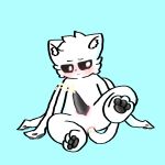 1:1 absurd_res anal anal_masturbation anal_penetration anus aquatic black_pawpads blue_background blush bodily_fluids canid cephalopod changed_(video_game) coleoid cum cumshot decapodiform ejaculation frown fur genital_fluids genitals goo_creature hi_res living_latex male mammal masturbation mollusk pawpads penetration penis raised_leg simple_background sitting squid squid_dog_(changed) tentacle_penetration tentacles white_body white_fur yaminsss