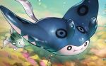  akasaka_jumpei black_eyes bubble closed_mouth creature day fish full_body gen_2_pokemon mantine no_humans official_art pokemon pokemon_(creature) pokemon_trading_card_game remoraid swimming third-party_source underwater water 