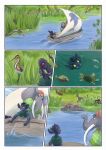 2026 5_fingers ambiguous_gender anthro aquatic bjekkergauken black_body black_fur boat clothed clothing colored comic common_hippopotamus dark_body day elephant elephantid feral fingers fish fur grey_body hi_res hippopotamid imbali_(bjekkergauken) isilo_(bjekkergauken) mammal mythology open_mouth proboscidean proboscis_(anatomy) reptile river scalie smile suid suine sus_(pig) tail trunk_(anatomy) turtle unknown_species vehicle water watercraft wild_boar