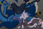 2_horns 3_toes 4_fingers absurd_res accessory after_sex after_vaginal animal_genitalia animal_penis animal_vulva anus auden aurelius_(auden) ball_gag balls belly_nipples black_claws black_horn blue_ball_gag blue_body blue_sheath bodily_fluids canid canine canine_genitalia canine_vulva canis claws countershade_face countershade_tail countershade_torso countershading cum cum_drip cum_dripping_from_penis cum_from_vagina cum_in_vagina cum_inside cunnilingus deep_cunnilingus digit_ring dire_wolf dragon dripping ear_piercing ear_ring equid equine equine_anus equine_genitalia equine_penis equine_vulva erection eyes_closed eyewear feet fellatio female female_feral feral feral_on_feral finger_claws fingers flared_penis fur furgonomics gag genital_fluids genitals glasses gold_(metal) gold_jewelry group hi_res holding_another horn horn_jewelry horn_ring horse hybrid_genitalia hybrid_penis interspecies jewelry knot knotted_equine_penis knotted_penis larger_feral larger_male leaking_cum licking looking_back looking_pleasured lying madam_kiya_(auden) male male/female male_feral mammal mari_(auden) married_couple medial_ring medial_ringed_hybrid_penis mythological_creature mythological_scalie mythology navel necklace on_back on_side oral pawpads paws penetration penile penis penis_lick piercing pink_anus prehistoric_species purple_penis quadruped raised_leg raised_paw raised_tail retracted_sheath ring ring_(jewelry) ring_piercing saggy_balls scalie sex sheath size_difference smaller_female smaller_feral smaller_penetrated smile tail tail_accessory tail_jewelry tail_ring tail_wraps toe_claws toe_ring toes tongue tongue_penetration trio vaginal vulva white_body white_fur wolf wraps
