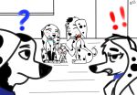 101_dalmatian_street 101_dalmatians anonymous_artist blush canid canine canis collar cuckold dalmatian delilah_(101_dalmatians) disney dolly_(101_dalmatians) domestic_dog doug_(101_dalmatians) duo dylan_(101_dalmatians) eyes_closed female feral fur group male male/female mammal one_eye_closed spots white_body white_fur