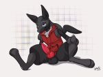  4:3 animal_genitalia animal_penis anthro balls bottomless butt canine_penis clothed clothing erection genitals hi_res hoodie knot lapatte looking_at_viewer lucario male nintendo penis pok&eacute;mon pok&eacute;mon_(species) solo topwear video_games zaruko_(fursona) 