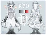 2_horns 4:3 anthro barbel_(anatomy) beverage beverage_can border character_name claws color_swatch commissioner_name digitigrade distracting_watermark dragon eastern_dragon energy_drink english_text femboy fingers flesh_whiskers fur fur_and_scales furred_dragon furred_scalie gloves_(marking) grey_body grey_fur grey_markings hair hi_res horn itsquexx kyo_(itsquexx) leg_markings male markings medium_hair model_sheet monster_energy mythological_creature mythological_scalie mythology nude one_fang red_eyes scales scalie signature socks_(marking) solo tail tail_tuft text thick_thighs tongue tongue_out tuft watermark white_body white_border white_fur white_hair white_scales