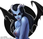  akasha_the_queen_of_pain arteria blue_body blue_skin breasts demon dota english_text female horn natty.spb not_furry solo text video_games 