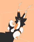 abstract_background absurd_res animal_genitalia animal_penis anthro big_tail black_body black_fur blep bodily_fluids canine_genitalia canine_penis collar cum cum_drip cum_in_mouth cum_inside cum_on_tongue cum_strand cum_string dipstick_ears dripping ear_markings ear_tuft erection feet felid feline fluffy fluffy_tail foot_focus fur genital_fluids genitals hi_res hindpaw holding_leg holding_leg_up holding_legs_open holding_legs_up inner_ear_fluff knot knotted_penis licking licking_cum male mammal markings mischievous_smile multicolored_ears nude orange_body orange_fur orange_markings orange_pawpads pawpads paws penis presenting presenting_penis raised_leg red_collar self_lick sheath smug smug_grin solo spread_legs spreading tail tenooji tenooji_(artist) tongue tongue_out tuft white_body white_fur