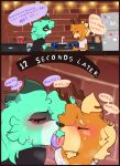 absurd_res alcohol ambiguous_gender anthro antlers beer beverage beverage_can blush bodily_fluids breath canid canine cayasa cayasa_(character) comic dialogue drunk duo english_text fanta_(character) female femboy fox french_kissing glistening glistening_body glistening_skin heat_(temperature) hi_res horn hybrid kissing kissing_sound_effect kitchen licking licking_tongue making_out male male/female mammal moan musk procyonid raccoon roommate saliva saliva_on_face saliva_string speech_bubble substance_intoxication sweat sweatdrop text tongue tongue_out