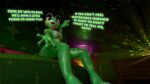 3d_(artwork) amphibian anonymous_artist anthro bed big_breasts blender_(artwork) blender_cycles_(artwork) blush bow_tie breasts digital_media_(artwork) female frog furniture glitch_productions green_body half-closed_eyes hi_res lamp looking_at_viewer narrowed_eyes offering_hand on_bed raised_hand ribbit_(tadc) sitting sitting_on_bed smile smiling_at_viewer solo text the_amazing_digital_circus