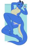  3_toes 5_fingers anthro blue_eyes breasts dragon featureless_breasts featureless_crotch female fingers hi_res non-mammal_breasts skipsy solo toes wingless_dragon 
