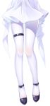  1girl black_footwear dress fengli_(709622571) heart highres legs lower_body original pantyhose pixiv_id pleated_dress shoes simple_background skindentation solo thigh_strap thighs white_background white_dress white_legwear 