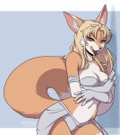  2020 5_fingers anthro big_breasts black_nose blonde_hair breasts canid canine cheek_tuft choker cleavage clothed clothing digital_media_(artwork) digital_painting_(artwork) dipstick_tail eyebrow_through_hair eyebrows facial_tuft fangs female fingers fox fully_clothed fur grey_clothing hair hi_res inner_ear_fluff jewelry kittydee licking licking_lips long_hair looking_at_viewer mammal multicolored_body multicolored_ears multicolored_fur multicolored_tail navel necklace open_mouth orange_body orange_ears orange_fur orange_tail pink_inner_ear portrait solo straight_hair three-quarter_portrait tongue tongue_out translucent translucent_hair tuft two_tone_body two_tone_ears two_tone_fur two_tone_tail white_body white_ears white_fur white_tail 
