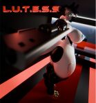 anthro blue_nipples cybernetic_eye cybernetics cyberpunk female gun handgun haolde hi_res huge_thighs looking_at_viewer lutess machine mamagen nipples nude ranged_weapon solo thick_thighs weapon wide_hips
