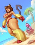2026 3_toes 4_fingers absurd_res anthro aroused aroused_face balls beach bedroom_eyes belly belms big_breasts big_butt big_penis biped blue_sky blush breasts brown_body brown_ears brown_eyebrows brown_fur brown_hair brown_tail bulge butt cleavage clenched_teeth clothed clothed_anthro clothed_gynomorph clothed_intersex clothing cloud curled_tail curvy_figure dinosaur domestic_cat duo erection eyebrows eyelashes eyeshadow eyewear eyewear_on_head fangs feet felid feline felis fingers fur gameoverse genitals glistening glistening_arms glistening_body glistening_breasts glistening_thighs glitch_productions gobbles_(gameoverse) goggles goggles_on_head gynomorph gynomorph_anthro gynomorph_focus hair hi_res holding_object holding_tablet huge_thighs intersex intersex_anthro intersex_focus kit_bodega lips long_tail looking_aside looking_at_another low-angle_view makeup male male_anthro mammal mechanical_arm mechanical_leg midriff multicolored_clothing multicolored_swimwear narrowed_eyes navel nude nude_anthro nude_male palm_tree penis plant pose prehistoric_species pupils purple_body purple_eyes purple_skin red_clothing red_eyes red_swimwear reptile scalie sea seaside seductive short_hair sky small_waist smile snout solo_focus standing summer swimwear tablet_computer tail teeth thick_lips thick_thighs toes tree twitter_handle two-piece_swimsuit vein veiny_penis water whiskers wide_hipped_anthro wide_hipped_gynomorph wide_hipped_intersex wide_hips yellow_clothing yellow_swimwear