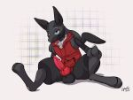  4:3 animal_genitalia animal_penis anthro balls bottomless butt canine_penis clothed clothing erection genitals hoodie knot lapatte looking_at_viewer lucario male nintendo penis pok&eacute;mon pok&eacute;mon_(species) solo topwear video_games zaruko_(fursona) 