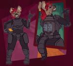 absurd_res anthro armor big_breasts breasts create_(minecraft_mod) diving_gear female furgonomics hair happy headgear helmet hi_res hyena kana_(to_maks2137) looking_at_viewer looking_back mammal mechanical_arm microsoft minecraft mojang multiple_piercings nether piercing purple_eyes red_hair smile solo spotted_hyena tail_armor thick_thighs to_maks2137 toothy_grin trans_(lore) trans_woman_(lore) xbox_game_studios
