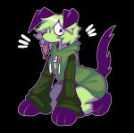 2024 all_fours ambiguous_anthro ambiguous_gender anthro big_eyes black_background black_ears black_paws black_tail bodily_fluids canid canine canis clothing domestic_dog dot_pupils drawstring drooling emanata eyelashes floppy_ears gir_(invader_zim) green_body green_clothing green_hair green_hoodie green_topwear hair hands_on_ground hi_res hoodie invader_zim kneeling leg_markings long_sleeves long_tongue looking_at_viewer mammal markings nickelodeon pantsless_ambiguous pantsless_anthro saliva shaded short_hair simple_background sitting snout socks_(marking) soft_shading solo tail tongue toony toony_expression toony_eyes topwear wolfertinger zipper