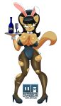 absurd_res alcohol anthro beverage big_breasts black_hair breasts bunny_ears_headband bunny_girl_outfit container cranebear cup drinking_glass duo felid feline female glass glass_container glass_cup green_eyes hair hi_res kitty_katswell mammal nickelodeon pinup pose t.u.f.f._puppy wine_bottle wine_glass