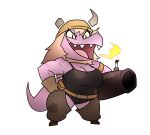 adobe_photoshop_(artwork) alpha_channel anthro big_breasts breasts breath_powers cannon cass_(simplifypm) chibi cleavage clothed clothing digital_media_(artwork) dragonborn_(dnd) dungeons_and_dragons elemental_manipulation female fire fire_breathing fire_manipulation hasbro hi_res horn potoobrigham purple_body purple_scales ranged_weapon scales scalie smile solo source_request tail weapon wizards_of_the_coast