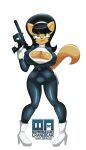 absurd_res anthro big_breasts black_hair breasts cranebear felid feline female green_eyes gun hair hi_res kitty_katswell mammal nickelodeon pinup pose ranged_weapon solo t.u.f.f._puppy weapon