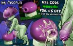 advertisement balls bodily_fluids cum cum_in_sex_toy cum_on_mushroom electronic_arts elemental_creature elemental_humanoid english_text fence flora_fauna flower fume-shroom fungi_fauna fungi_humanoid fungus genital_fluids genitals grass green_body green_skin hi_res humanoid mscfun mushroom mushroom_humanoid night penis plant plants_vs._zombies popcap_games puff-shroom purple_cap purple_penis purple_veins scrotum_flap star text waneczka228
