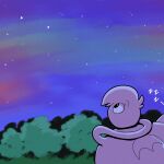 1:1 black_pupil blue_sclera generation_2_pokemon girafarig grass grass_field hi_res living_tail looking_up night nintendo plant pokemon pokemon_(species) sky solo star starry_sky tail text tree trevor-fox trevor-fox_(character) unusual_anatomy unusual_tail