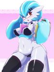  3:4 absurd_res big_breasts breasts camel_toe clipboard clothed clothing coat dr._voir eyewear female gardevoir glasses hi_res humanoid lab_coat mutsuki nintendo pok&eacute;mon pok&eacute;mon_(species) topwear underwear video_games 