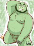  2020 angry_birds anthro belly domestic_pig green_body humanoid_hands king_leonard male mammal moobs nipples overweight overweight_male pandaemondx solo suid suina sus_(pig) video_games 