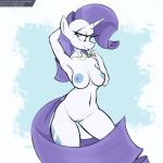  1:1 anthro blue_nipples breasts curled_hair cutie_mark equid equine female friendship_is_magic genitals hair horn longtailshort mammal my_little_pony neclace nipples nude pussy rarity_(mlp) solo unicorn white_body 