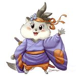  1:1 female flying_squirrel gesture hanako_(kemono_heroes) juanito_medina katana kemono_heroes mammal melee_weapon official_art rodent sciurid simple_background smile solo standing sword video_games waving weapon white_background 
