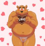  &lt;3 2018 anthro asian_clothing belly blush bodily_fluids brown_body brown_fur bulge candy chocolate clothing east_asian_clothing eyes_closed food fundoshi fur holidays humanoid_hands japanese_clothing kemono kmhr_889012 male mammal navel overweight overweight_male solo sweat underwear ursid valentine&#039;s_day 
