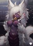  blush breasts bunyip_(mge) female fluffy_ears genitals hi_res looking_at_viewer naga navel niniidawns nipples pubes pussy reptile scalie serpentine snake solo 