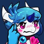  1:1 blitzdrachin blue_hair blush chibi conditional_dnp dragon emote hair icon low_res sifyro 