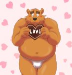  &lt;3 2018 anthro asian_clothing belly blush brown_body brown_fur bulge candy chocolate clothing east_asian_clothing eyes_closed food fundoshi fur holidays humanoid_hands japanese_clothing kemono kmhr_889012 male mammal navel overweight overweight_male solo underwear ursid valentine&#039;s_day 