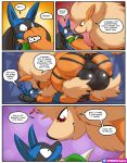  &lt;3 anus arcanine balls bodily_fluids comic english_text genitals hi_res lucario male male/male modca nintendo pok&eacute;mon pok&eacute;mon_(species) questionable_consent sweat text video_games 