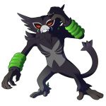  1:1 2020 alpha_channel ambiguous_gender anthro barefoot black_body black_fur claws dexsterpieces fangs featureless_crotch fur green_eyes hi_res legendary_pok&eacute;mon looking_at_viewer mammal nintendo nude pok&eacute;mon pok&eacute;mon_(species) primate raised_arm red_eyes semi-anthro sharp_claws sharp_teeth simple_background smile solo teeth transparent_background video_games zarude 