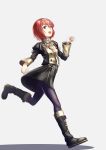  1girl absurdres blue_legwear boots fire_emblem fire_emblem:_mystery_of_the_emblem fire_emblem:_three_houses garreg_mach_monastery_uniform gzo1206 highres knee_boots long_sleeves maria_(fire_emblem) open_mouth red_eyes red_hair short_hair solo uniform 