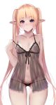  cleavage elf hong_jo lingerie pantsu panty_pull pointy_ears see_through undressing 