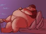  4:3 alligator alligatorid anthro beanie belly clothed clothing controller crocodilian furgonomics gaming hat headgear headwear holding_controller holding_object male midriff obese obese_male overweight overweight_male pillow playing_videogame reclining reptile scalie solo sound_effects sugarboy tail_button_bottoms tail_clothing thick_thighs 