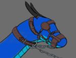  2020 bdsm blindfold bondage bound bridle chain collar dragon feral horn leather low_res male muzzle_(disambiguation) muzzle_(object) muzzled reptile scalie straps vokulnin vokulnin(artist) 