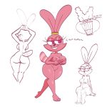  anthro big_breasts big_butt breasts butt cartoon_network chowder chowder_(series) dialogue english_text female female_focus fur genitals hand_on_breast hands_behind_head lagomorph leporid male male/female mammal nipples panini_(chowder) pink_body pink_eyes pink_fur presenting presenting_hindquarters pussy rabbit rear_view simple_background sitting smile solo_focus standing sweetdandy teeth text thick_thighs wide_hips 