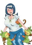  absurd_res ambiguous_gender blush breasts clothing female feral grookey group hi_res human human_focus lana&#039;s_mother mammal nintendo not_furry_focus pandaranohako pok&eacute;mon pok&eacute;mon_(species) video_games 