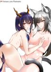  animal_ears arknights ass breast_hold ch&#039;en_(arknights) horns naked schwarz_(arknights) tagme tail 