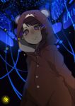  1girl animal_costume asymmetrical_hair bear_costume brown_eyes brown_hair closed_mouth graphite_(medium) hair_ornament hairclip iwakura_lain looking_at_viewer serial_experiments_lain short_hair solo traditional_media 