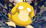  bird bird_focus black_eyes creature full_body gen_1_pokemon hands_on_own_head looking_at_viewer nagimiso no_humans official_art pokemon pokemon_(creature) pokemon_trading_card_game psyduck solo standing third-party_source 