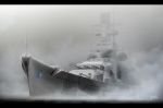  battleship cannon fog germany highres kriegsmarine military military_vehicle no_humans ocean original outdoors scharnhorst ship shiro_yukimichi turret warship watercraft world_war_ii 