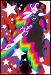  2020 abstract_background absurd_res agito-savra anthro asriel_dreemurr asriel_dreemurr_(god_form) black_sclera boss_monster bovid caprine clothed clothing delta_rune_(emblem) fur hi_res horn jewelry looking_at_viewer male mammal necklace robe signature smile solo star symbol tattoo undertale video_games white_body white_fur 
